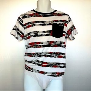 Skull and ROZES striped T-shirt